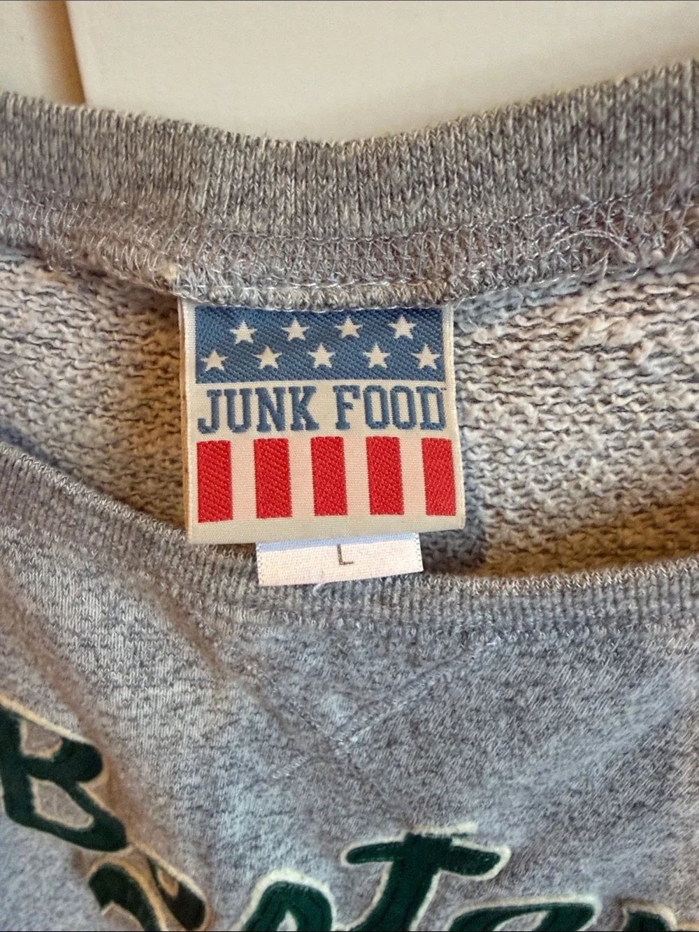 Junk Food Clothing Gray Boston Celtics Crewneck Sweatshirt